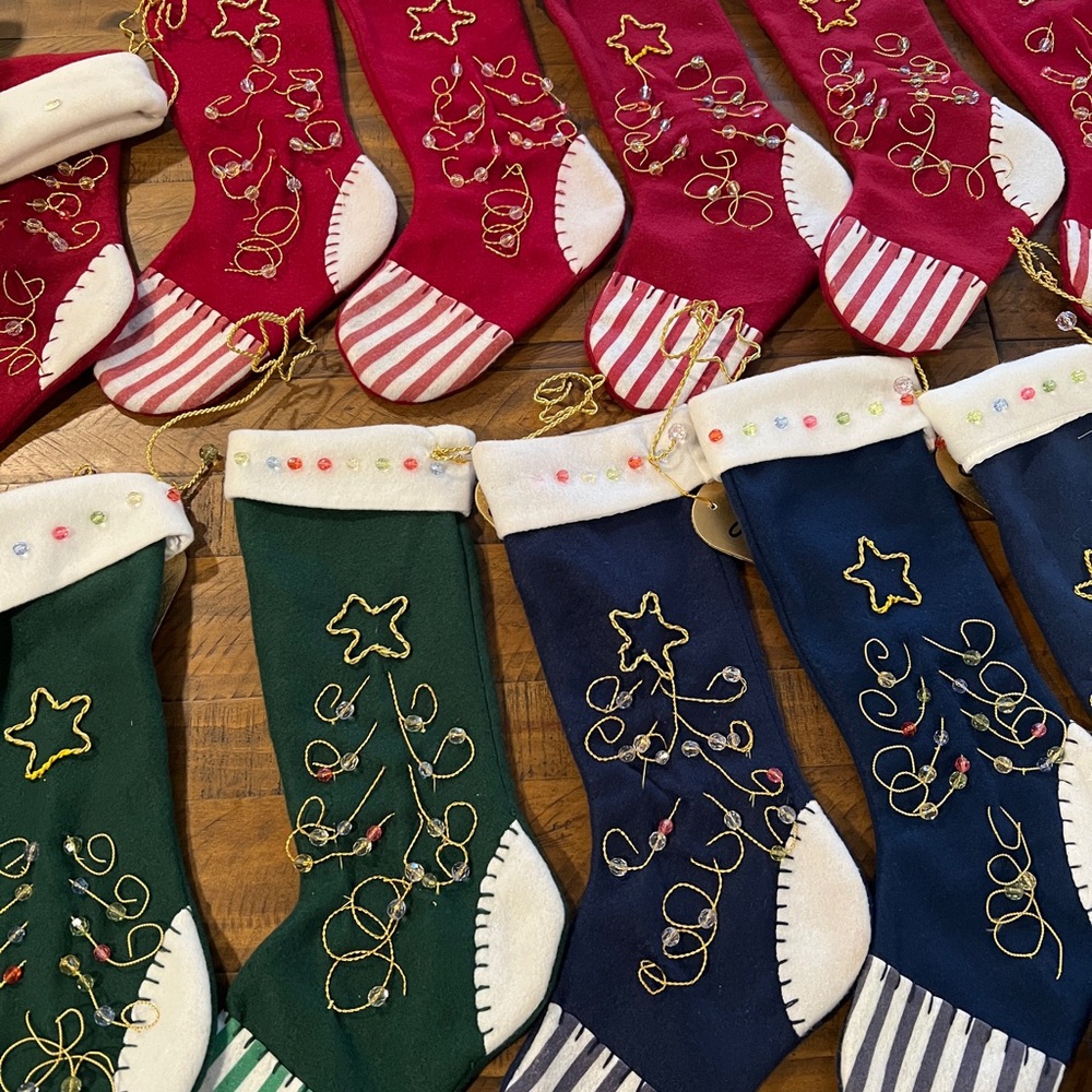 ISO Ganz Christmas felt stockings with wire tree and striped toe just like this!